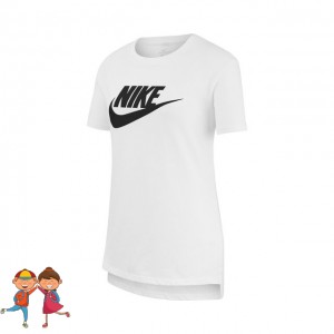 Nike Sportswear Logo Tee Tricou Tenis Fete (Copii) Alb, Negru