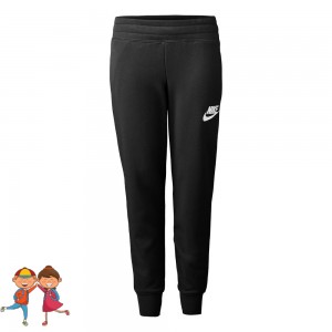 Nike Sportswear French Terry Training Pantaloni Trening Fete (Copii) Negru, Alb