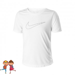 Nike Dri-Fit One Graphic Tee Tricou Tenis Fete (Copii) Alb, Negru