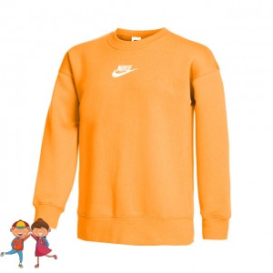 Nike Big Kids Sweatshirt Bluza Sport Fete (Copii) Portocaliu solar, Alb