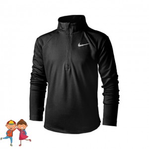 Nike Dri-Fit Half-Zip Longsleeve Bluza Tenis Fete (Copii) Negru, Alb