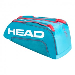 HEAD - Tour Team 2020 9R Supercombi Geanta Tenis 9 Rachete Albastru deschis/Rosu coral/Alb