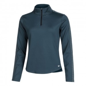 Nike Therma-Fit Half-Zip Longsleeve Bluza Termica Femei Verde inchis, Alb 
