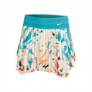 Nike N.Y. Dri-Fit Court Slam Fusta Tenis Femei Alb, Verde petrol, Multicolor