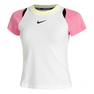 Nike Court Dri-Fit Advantage Tee Tricou Tenis Femei Alb, Roz, Galben, Negru