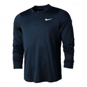Nike Court Advantage Dri-Fit Long Sleeve Bluza Tenis Barbati Bleumarin, Alb